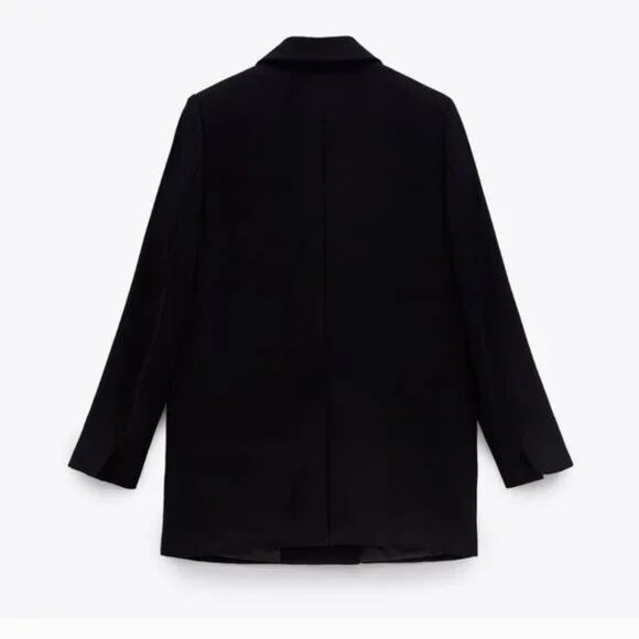Zara Flowy Oversized Suit Blazer in Black Slouchy Menswear-inspired Women's XL - Picture 6 of 13